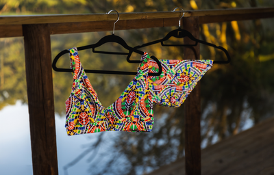 Deadstock Designs: Adjustable Plunge Bikini Set Geometric Waffle