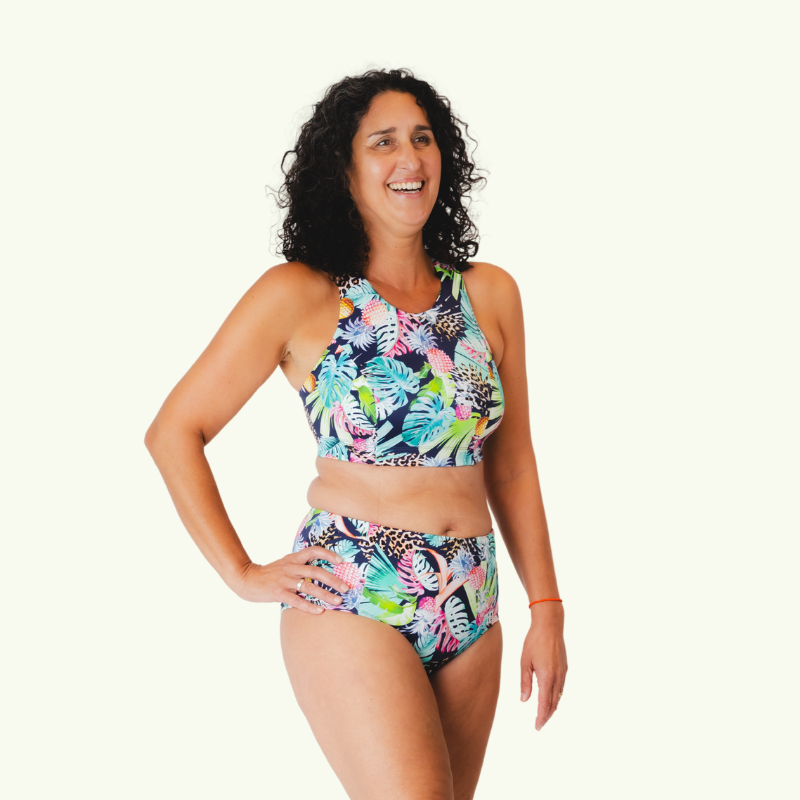 Deadstock Designs: High Waisted Bikini Bottoms - Wild Tropic