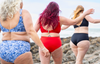 (L-R) Jude wears Adjustable Plunge Bikini in size 16 Hendricks; Terri wears size 14 Monroe; Allie wears size 14 Hepburn