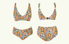 Deadstock Designs: Adjustable Plunge Bikini Set Geometric Waffle