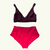 SAMPLE: Plunge Bikini Top Plum- Size 16 Hepburn (AA-B cup) with Scarlet High Waist Bikini Bottoms